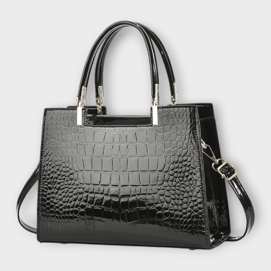 Amy Victoria | Glossy Crocodile Pattern Handbag
