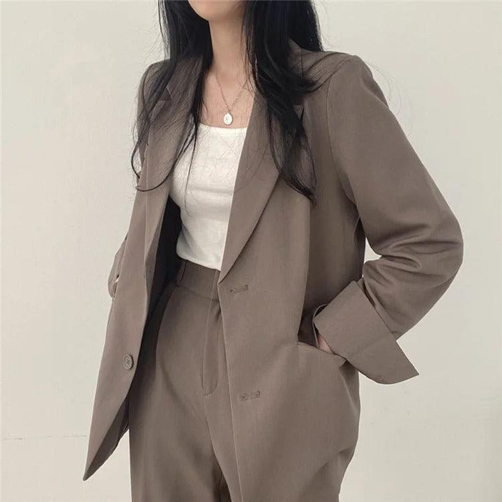 Amy Victoria | Women's Tailored Suit Set, Long Blazer