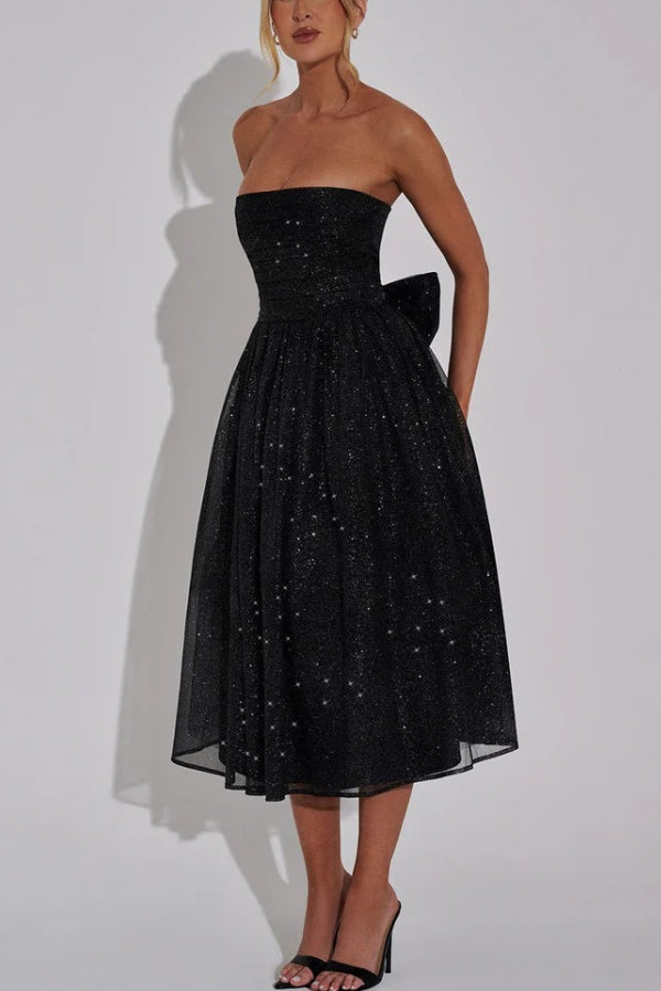 Amy Victoria | Off Shoulder Backless Maxi Dress with Bow