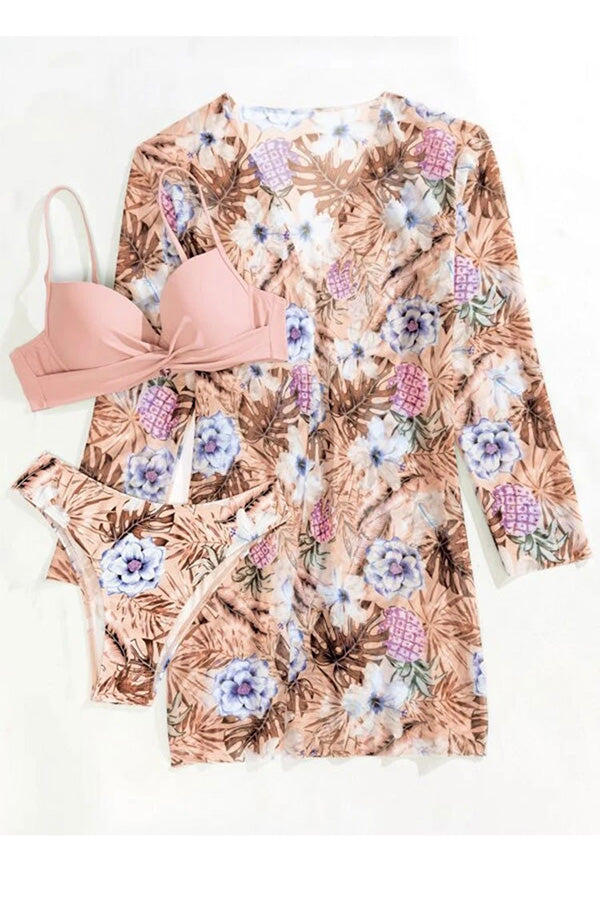 Amy Victoria | Tropical Print Wrap Underwire Bikini with Cover-Up