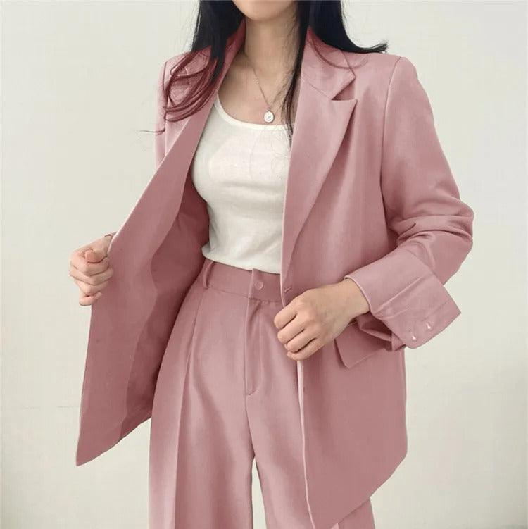 Amy Victoria | Women's Tailored Suit Set, Long Blazer