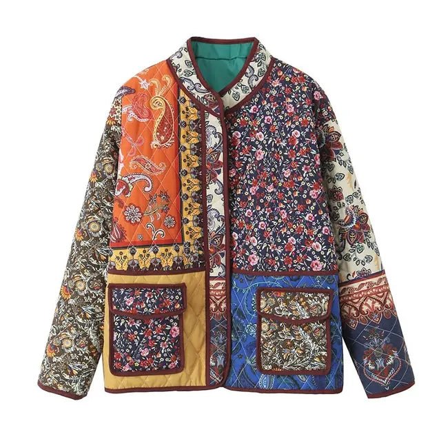Amy Victoria | Floral print coat with patchwork pockets