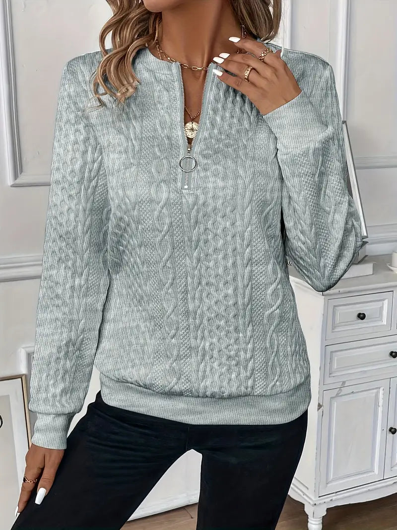 Amy Victoria | Elegant Zip-Up Sweater
