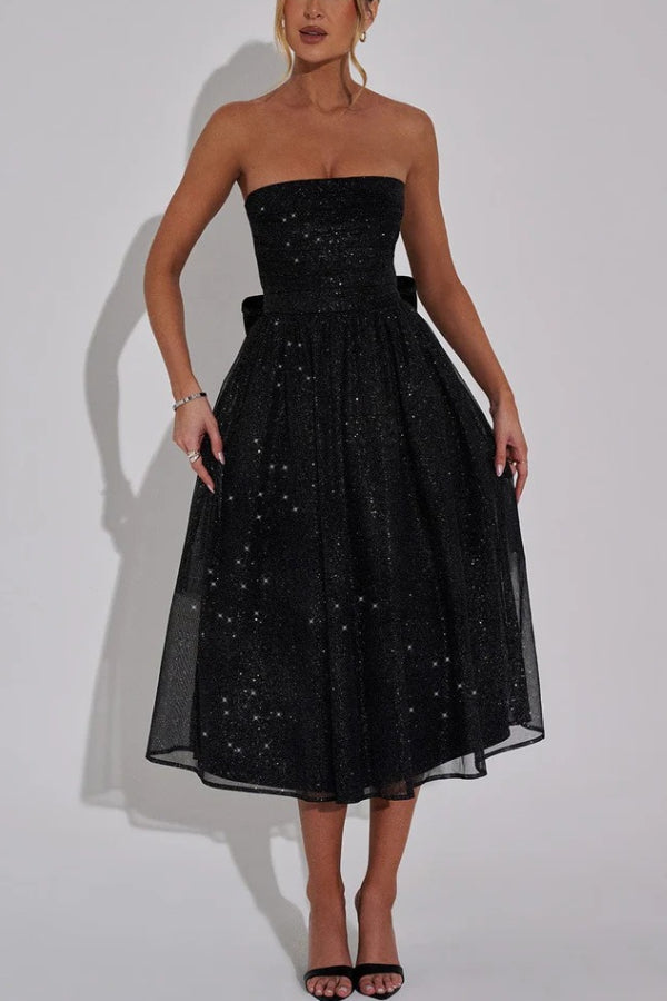 Amy Victoria | Off Shoulder Backless Maxi Dress with Bow