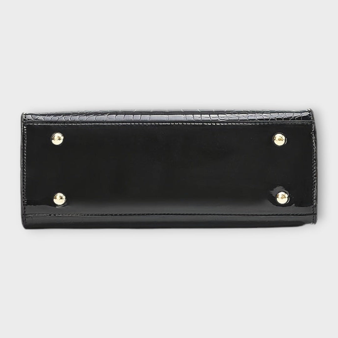 Amy Victoria | Glossy Crocodile Pattern Handbag