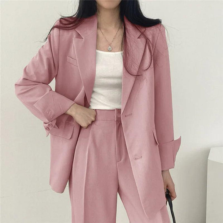 Amy Victoria | Women's Tailored Suit Set, Long Blazer
