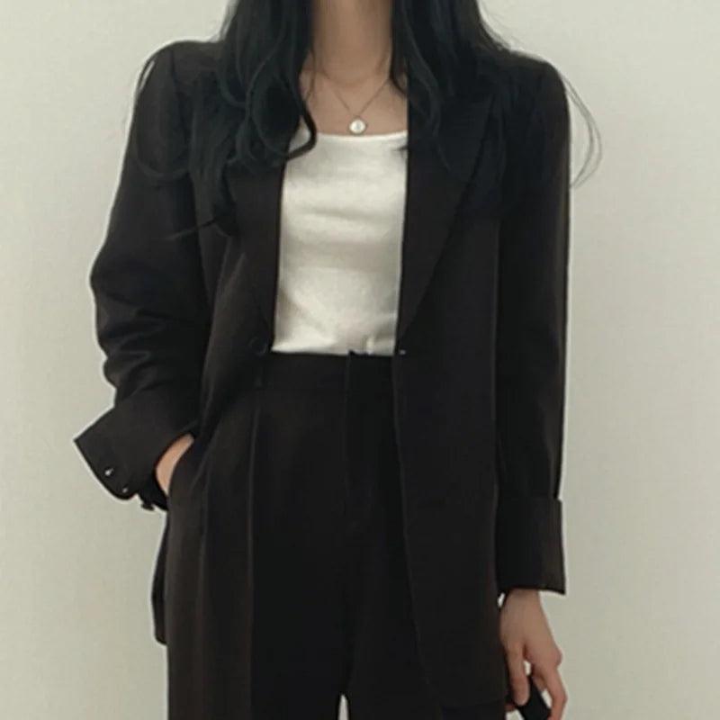 Amy Victoria | Women's Tailored Suit Set, Long Blazer
