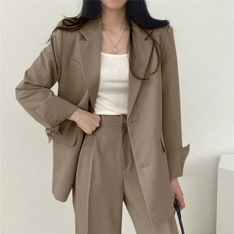 Amy Victoria | Women's Tailored Suit Set, Long Blazer