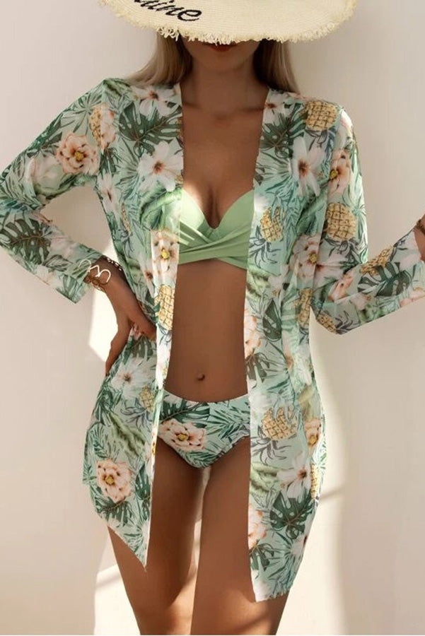 Amy Victoria | Tropical Print Wrap Underwire Bikini with Cover-Up