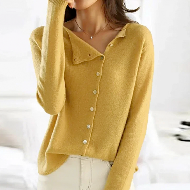 Amy Victoria | V-neck Button Sweater in Elegant Style