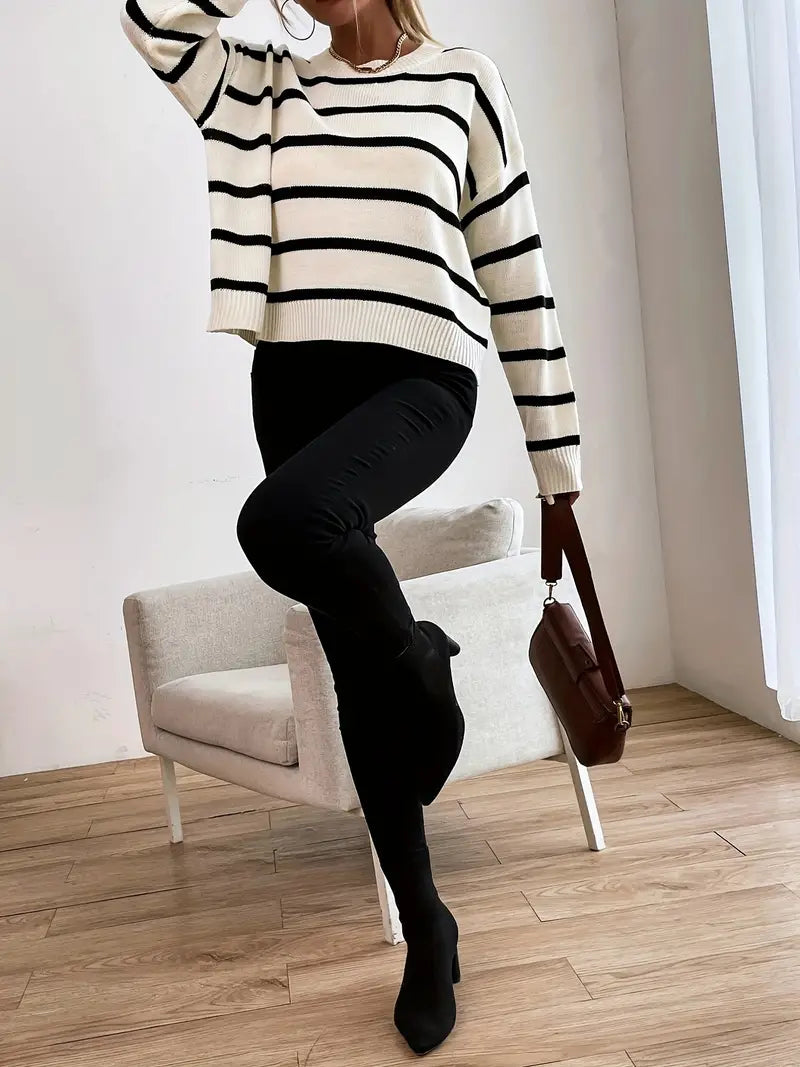 Amy Victoria | Women's striped casual sweater