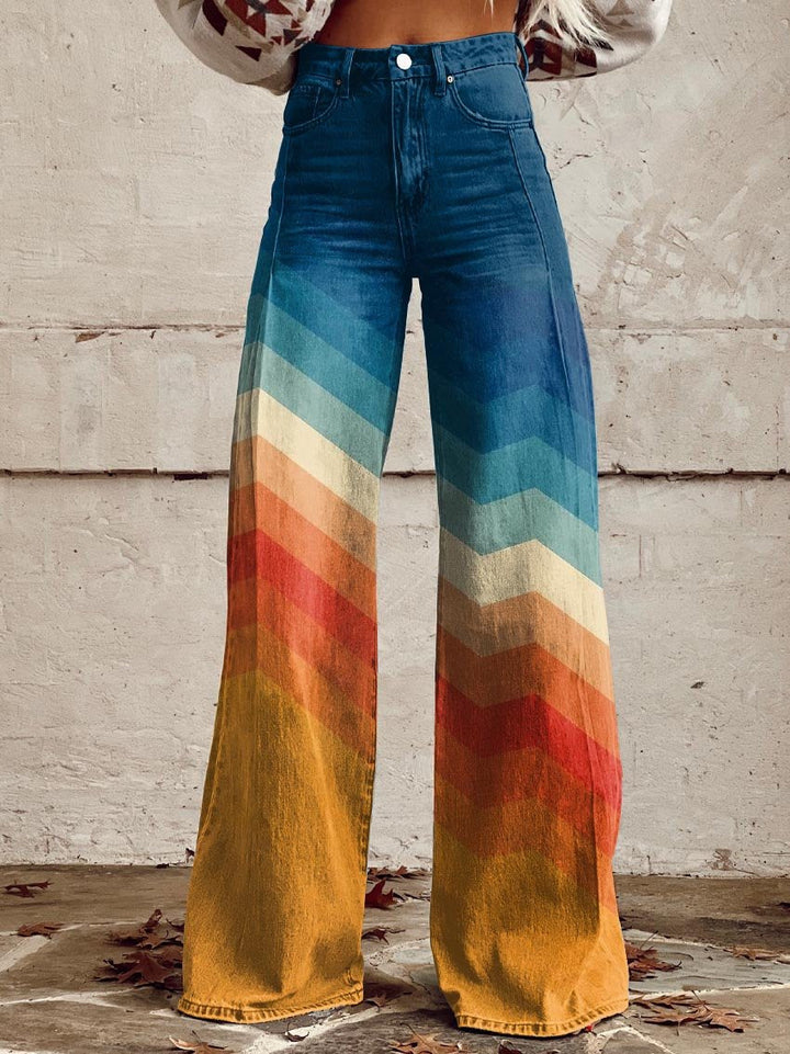 Amy Victoria | Wide-Leg Pants in Sunset Chevron