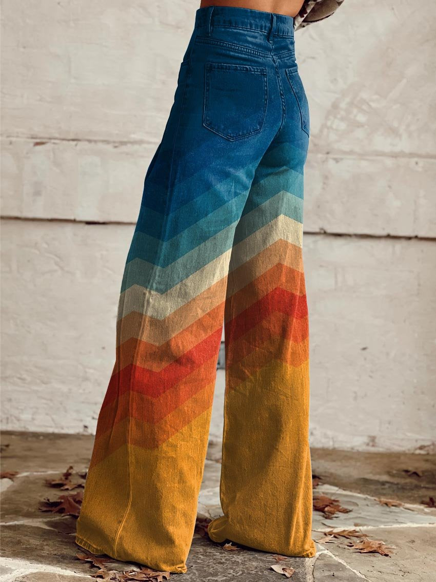 Amy Victoria | Wide-Leg Pants in Sunset Chevron