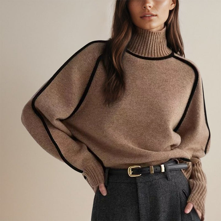 Amy Victoria | Women’s Winter Color Block Turtleneck Sweater