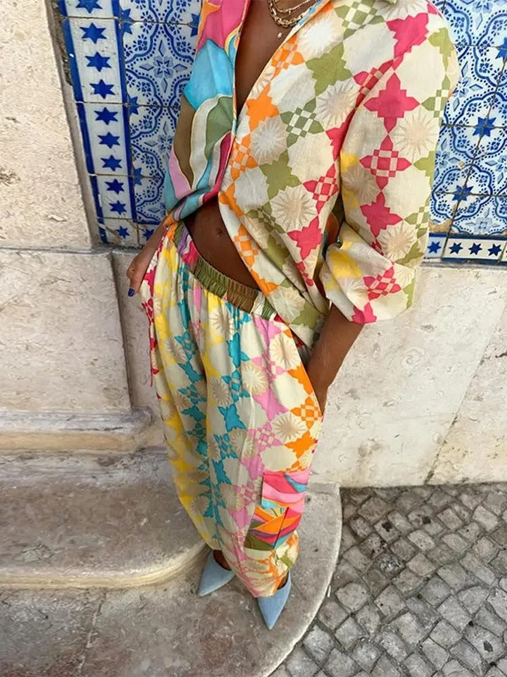 Amy Victoria | Women's Two-Piece Casual Set in Spring Colors