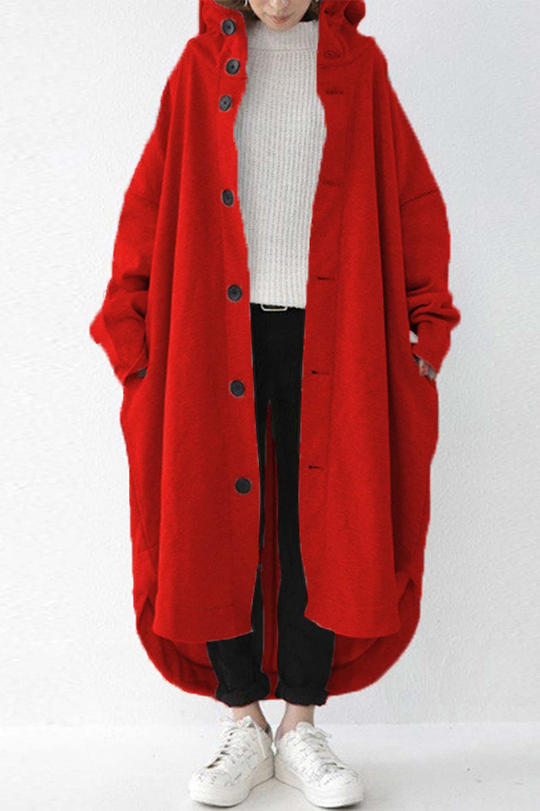 Amy Victoria | Buttoned coat with hooded pocket