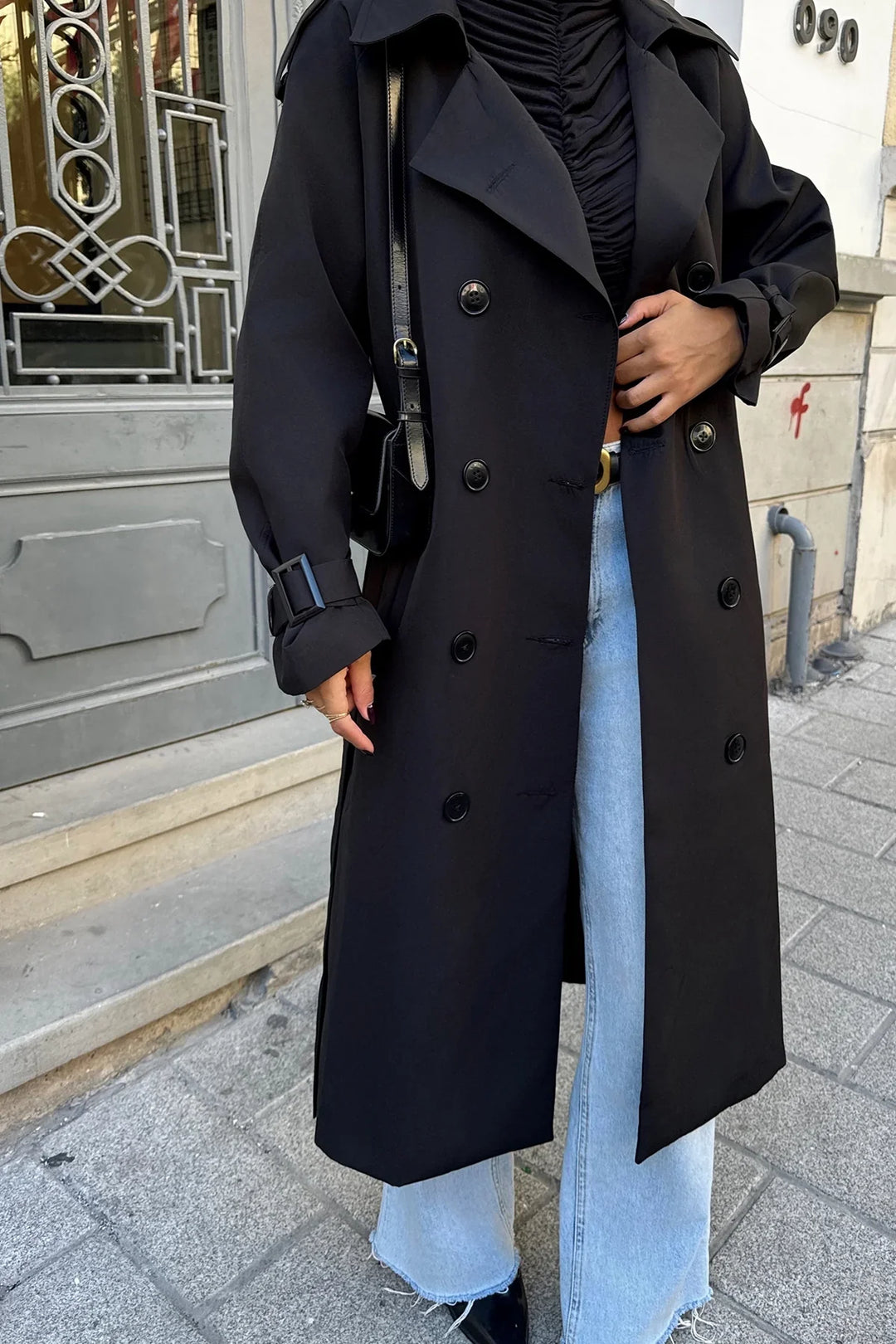 Amy Victoria | Black women's trench coat