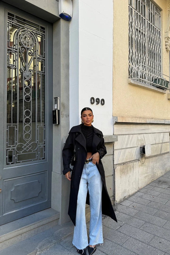 Amy Victoria | Black women's trench coat